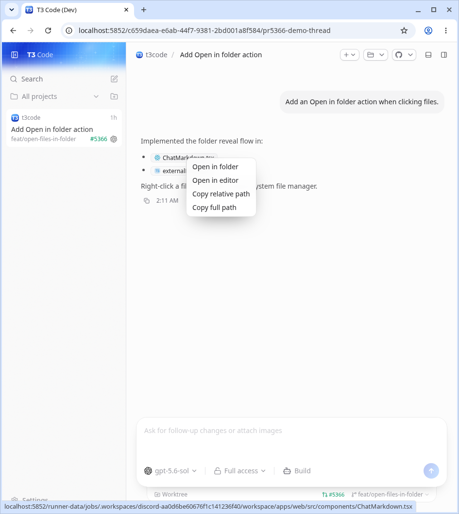 open in folder first